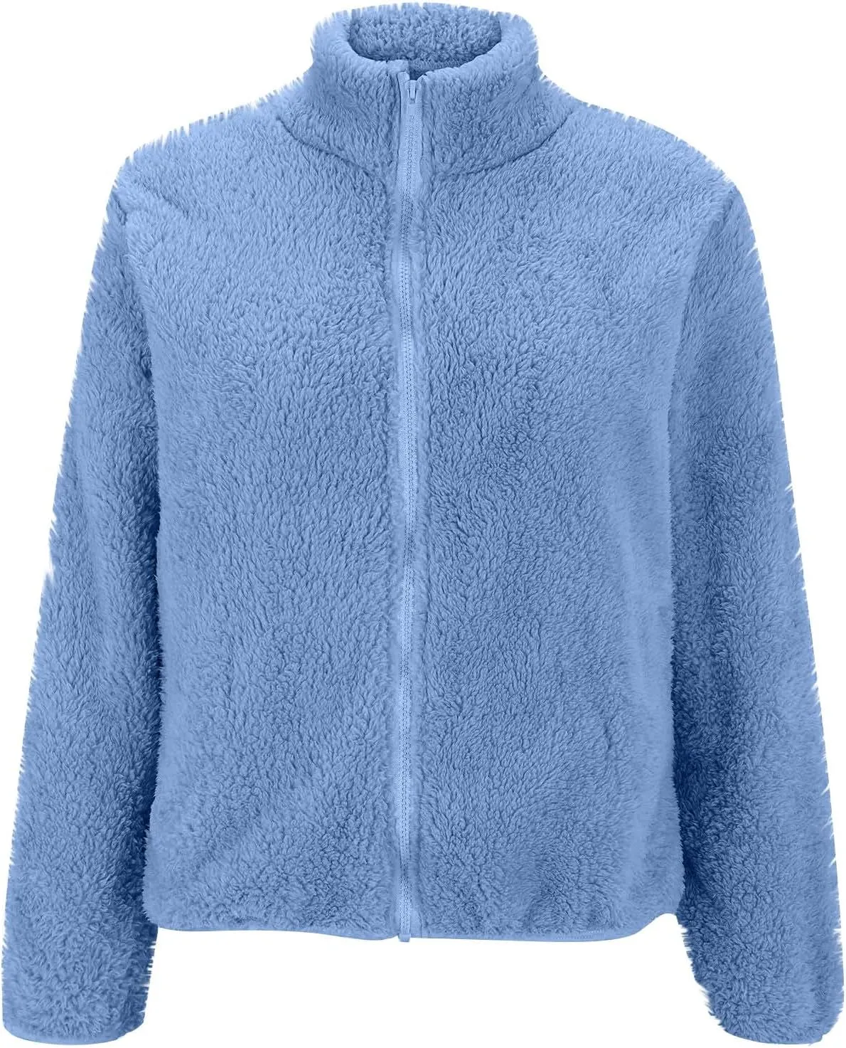 2024 Womens Winter Coats Long Sleeve High Collar Zip up Casual Comfy Warm Plush Loose Jackets with Pockets