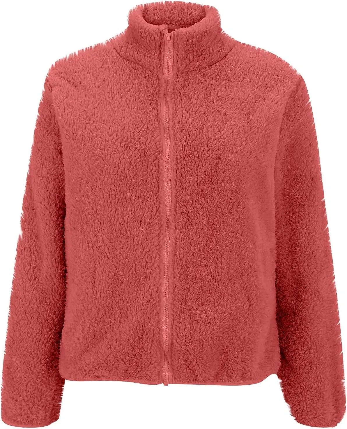 2024 Womens Winter Coats Long Sleeve High Collar Zip up Casual Comfy Warm Plush Loose Jackets with Pockets