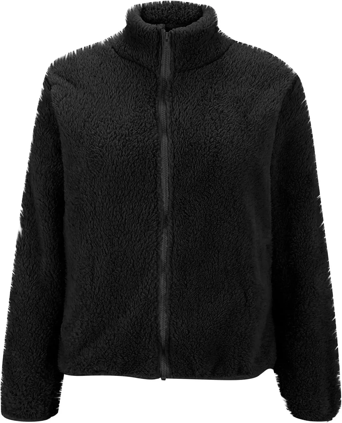2024 Womens Winter Coats Long Sleeve High Collar Zip up Casual Comfy Warm Plush Loose Jackets with Pockets