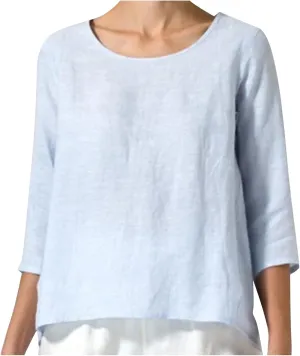 2025 Womens Linen 3/4 Sleeve Blouse Crew Neck Summer Casual Tops Loose Fit Flowy Tunics Tees Dressy Peasant Shirts