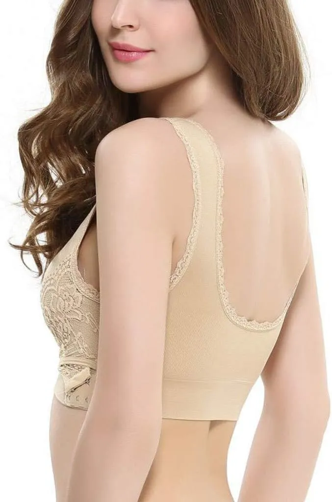 3 Pack Kendally Bra, Kendally Comfy Corset Bra Front Cross Side Buckle Lace Bras Wireless Push Up Slim and Shape Bra