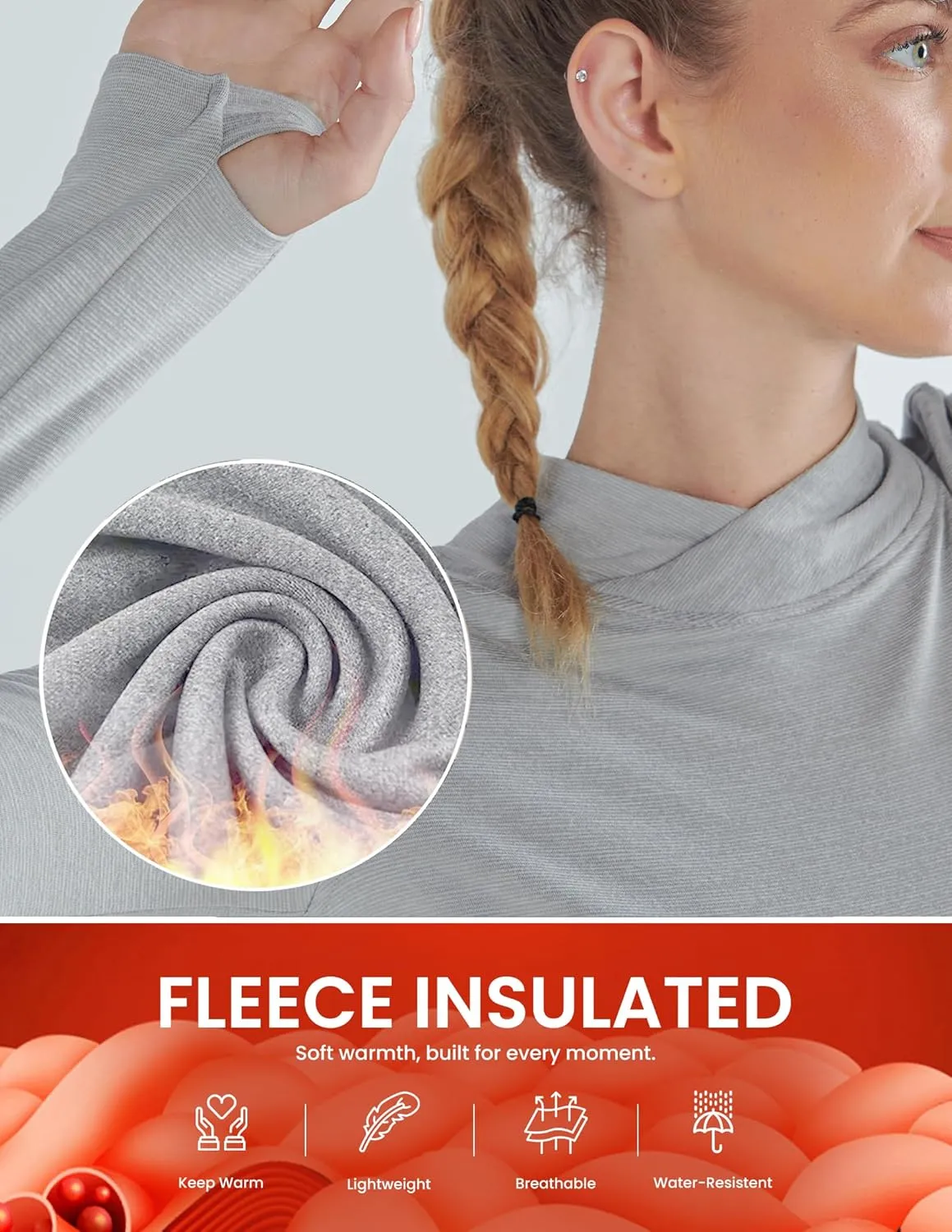 3 Pack Women's Thermal Fleece Shirts Long Sleeve Mock Turtleneck Running Active Tops Workout Cold Weather Gear