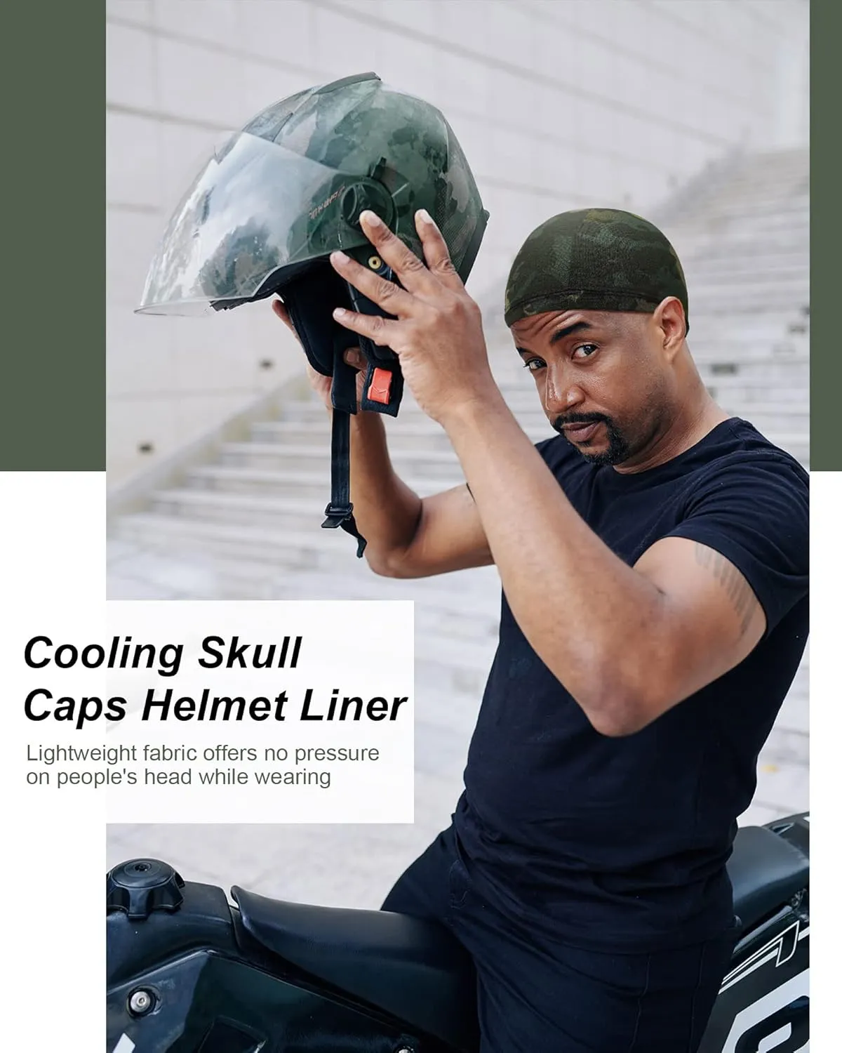 9 Pcs Cooling Skull Cap Camo Liner Sweat Wicking Lightweight Cycling Cap Running Head hat for Men Women