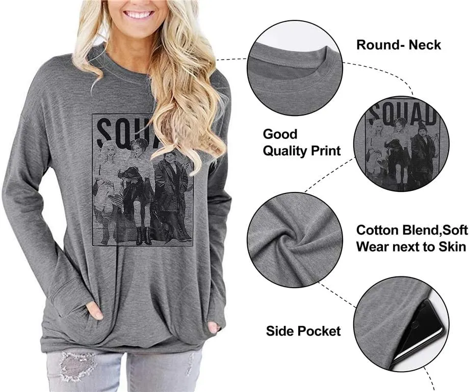 Angerella Women's Casual Loose Fit Pocket Shirts Printed Tops
