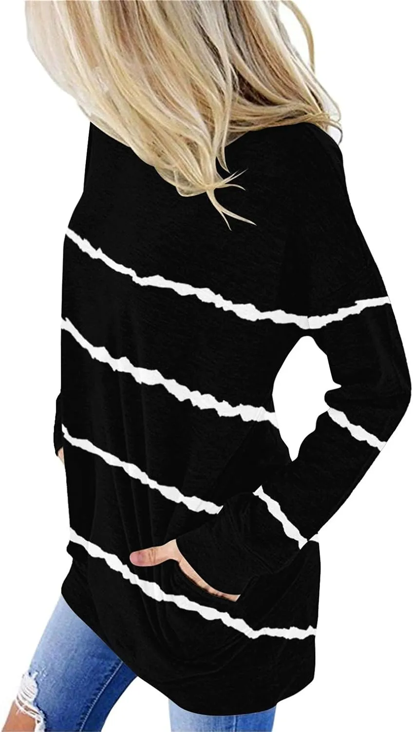 Angerella Women's Casual Loose Fit Pocket Shirts Printed Tops