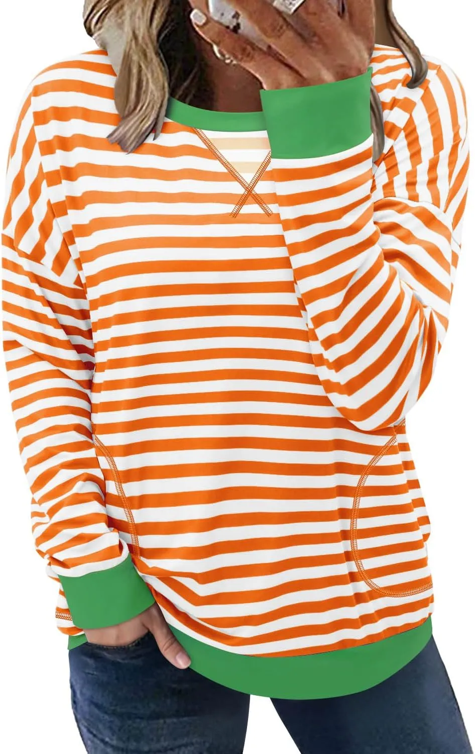 Angerella Women's Casual Loose Fit Pocket Shirts Printed Tops