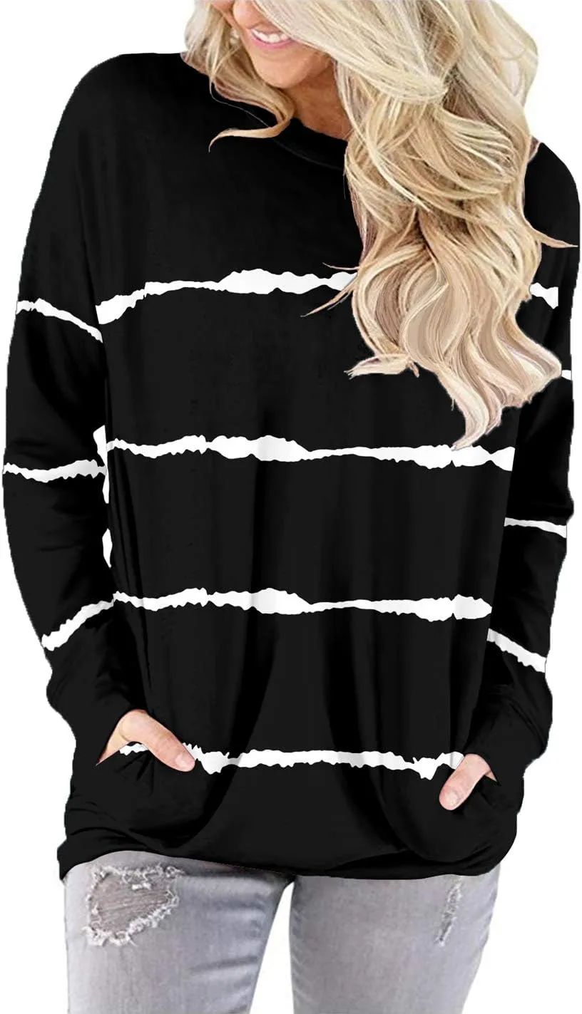 Angerella Women's Casual Loose Fit Pocket Shirts Printed Tops