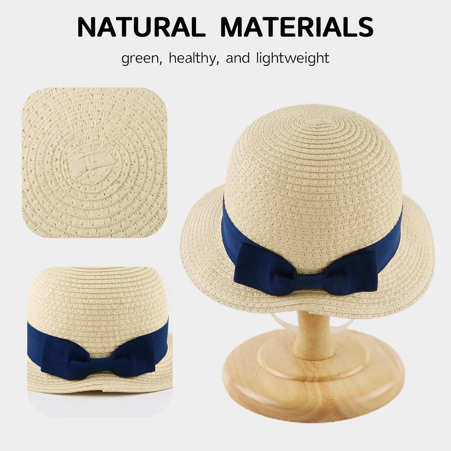 Baby Girl Straw Hat Outdoor Baby Sun Protection Hats Summer Bowknot Beach Cap for Infant Toddler Girls