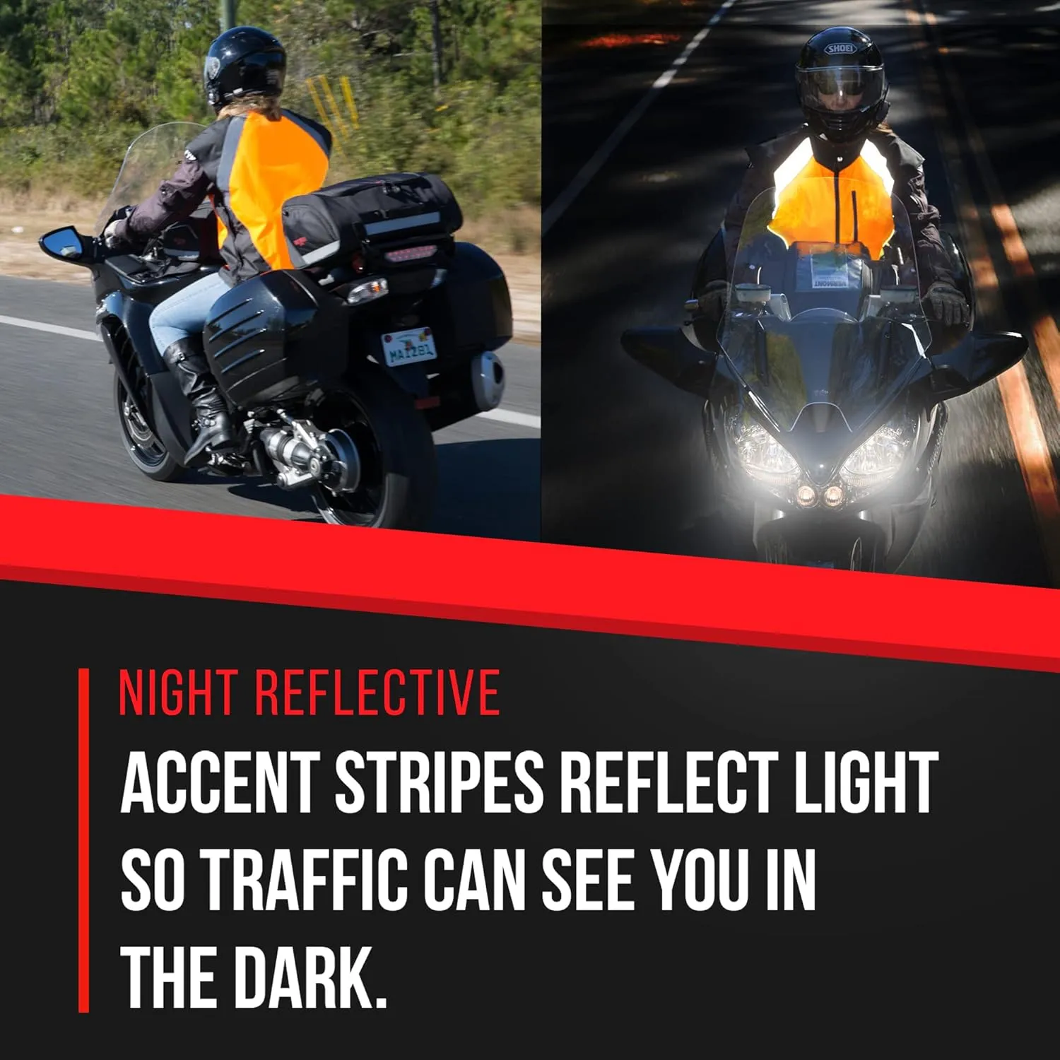 Badass Moto Safety Vest With Pockets. Motorcycle Reflective Vest For Motorcycle Jacket. High Visibility Running Vest