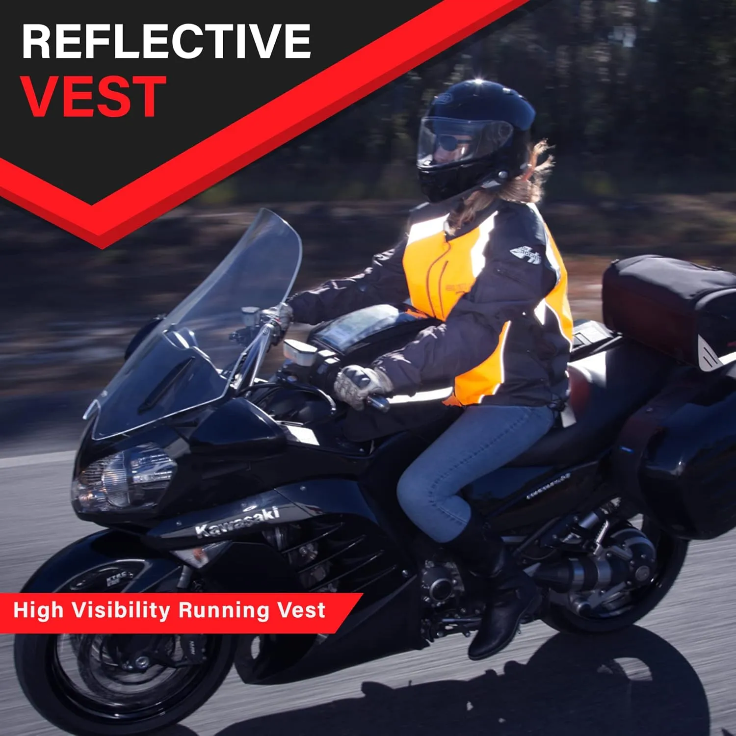 Badass Moto Safety Vest With Pockets. Motorcycle Reflective Vest For Motorcycle Jacket. High Visibility Running Vest