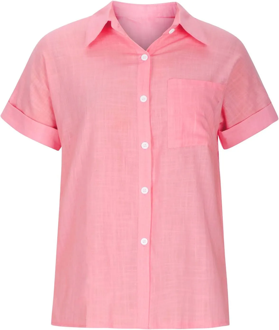 Binmer Womens Linen Button Down Shirt 2024 Fashion Plus Size Blouse Summer Casual Loose Dressy Short Sleeve Tops S-5XL