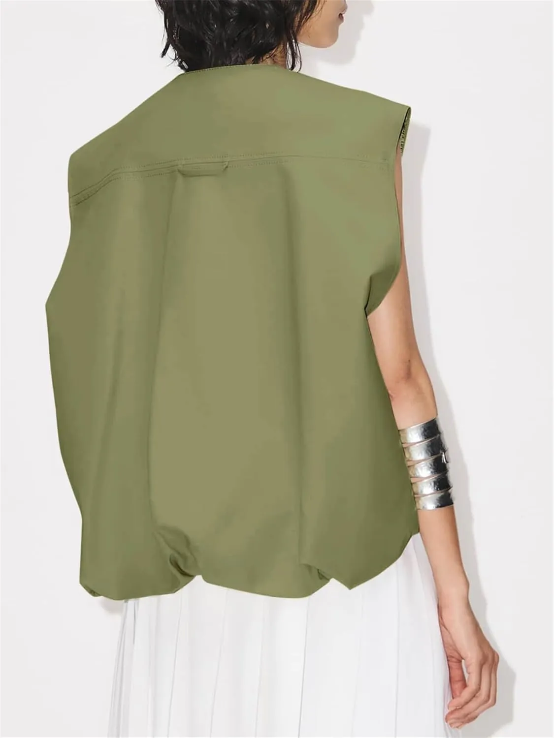 Blazers for Women Business Casual Sleeveless Zipper Tops Plus Size Fashion Cardigans with Pocket Summer Coat 2025