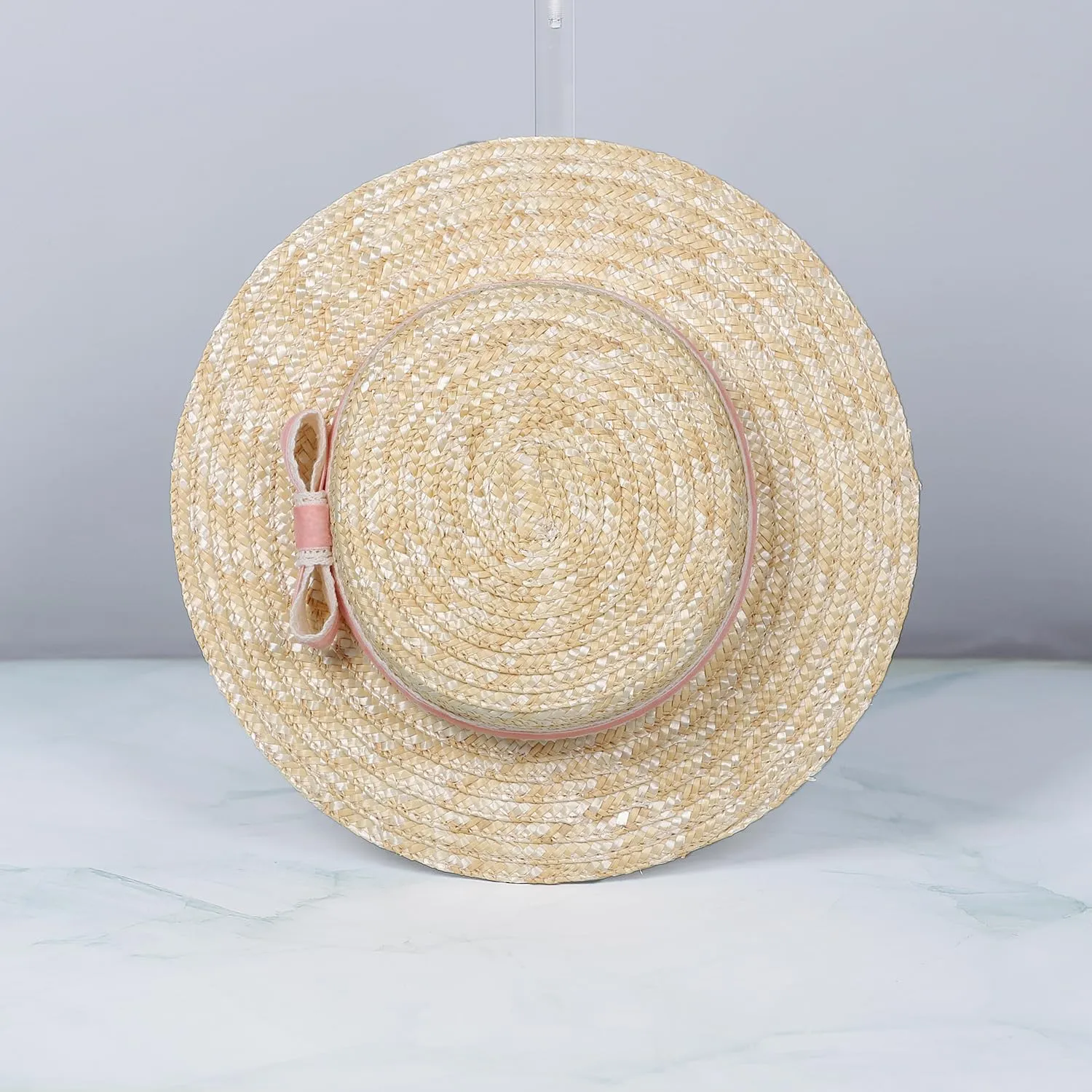 Boater hat Low Cup Straw hat top Very Low Fascinator Base Mini Top Hat with Velvet and Crochet Ribbon
