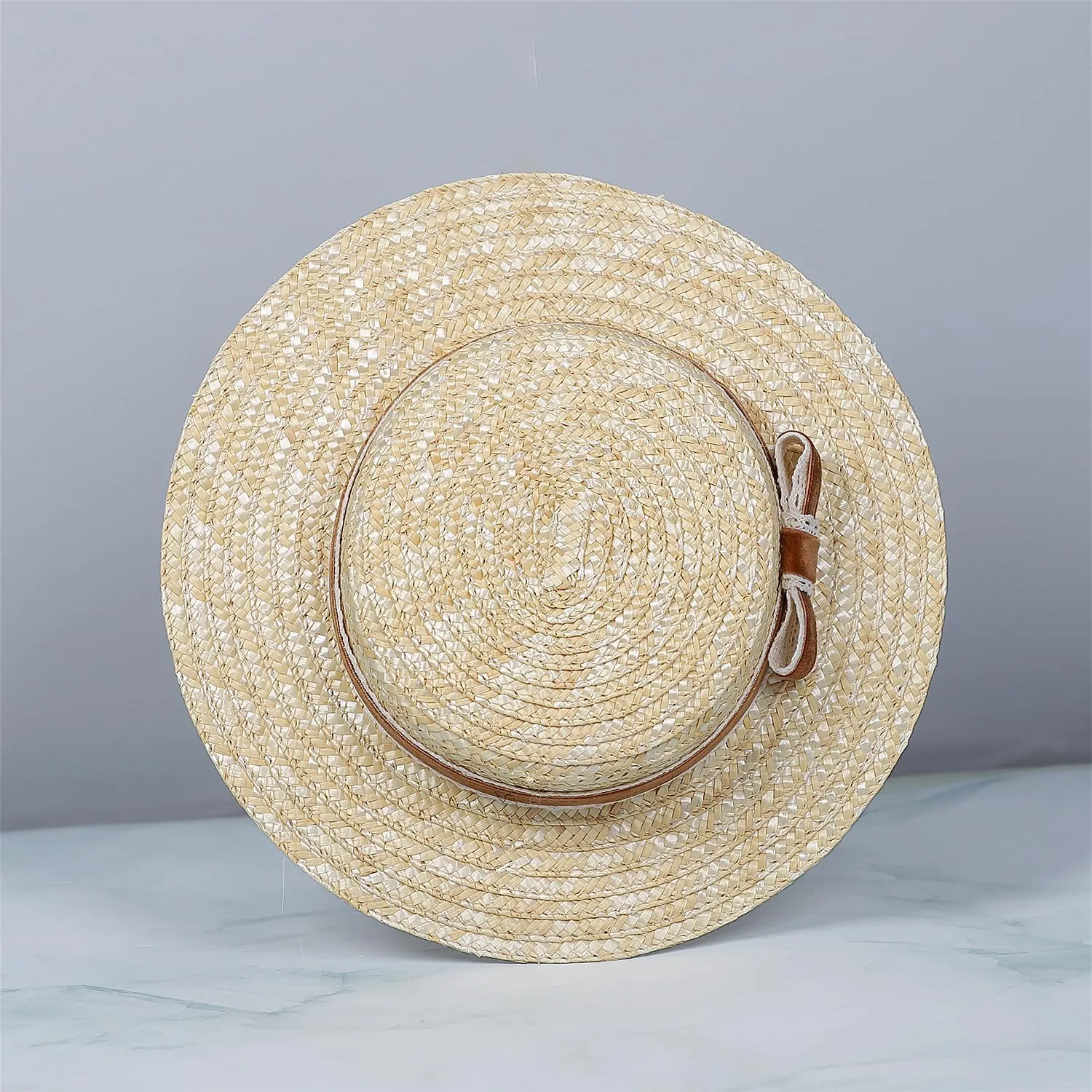 Boater hat Low Cup Straw hat top Very Low Fascinator Base Mini Top Hat with Velvet and Crochet Ribbon