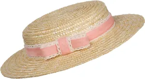 Boater hat Low Cup Straw hat top Very Low Fascinator Base Mini Top Hat with Velvet and Crochet Ribbon