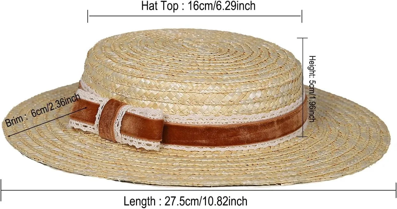 Boater hat Low Cup Straw hat top Very Low Fascinator Base Mini Top Hat with Velvet and Crochet Ribbon