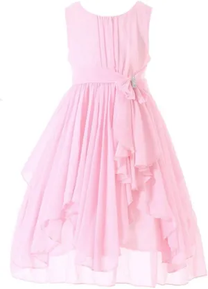 Bow Dream Flower Girl Dress Ruffled Chiffon