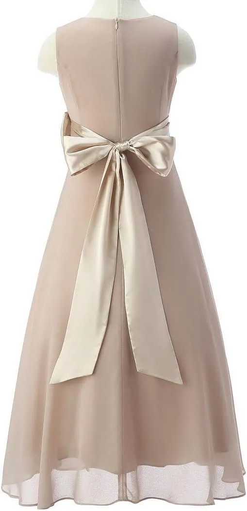 Bow Dream Flower Girl Dress Ruffled Chiffon