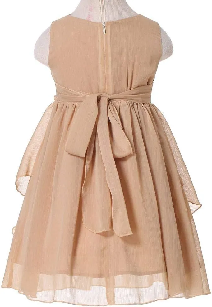 Bow Dream Flower Girl Dress Ruffled Chiffon