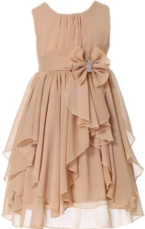 Bow Dream Flower Girl Dress Ruffled Chiffon