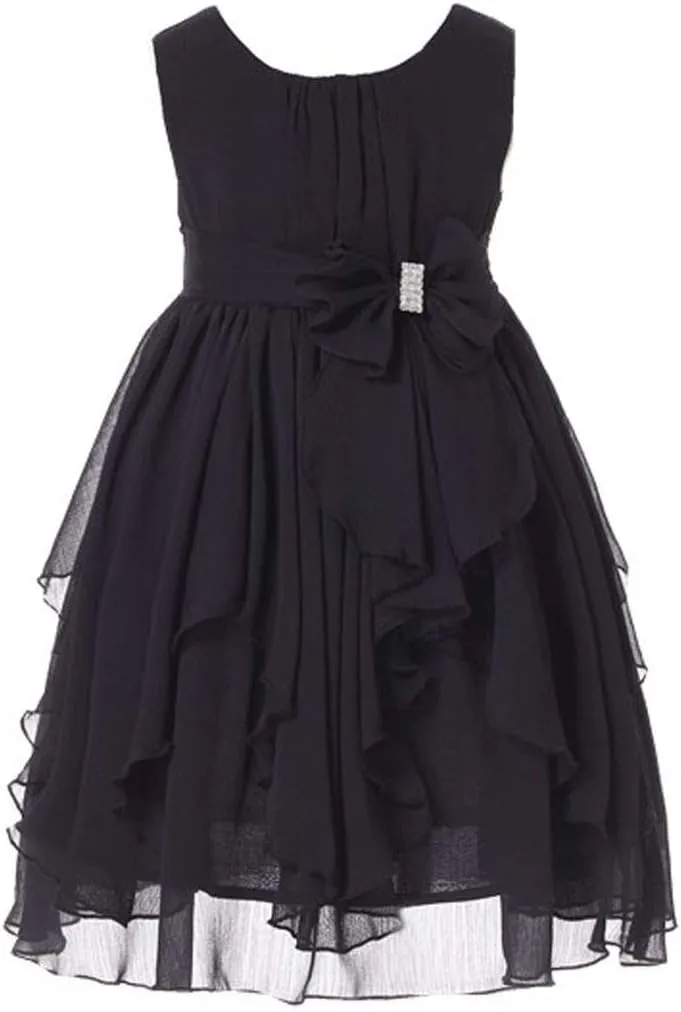 Bow Dream Flower Girl Dress Ruffled Chiffon