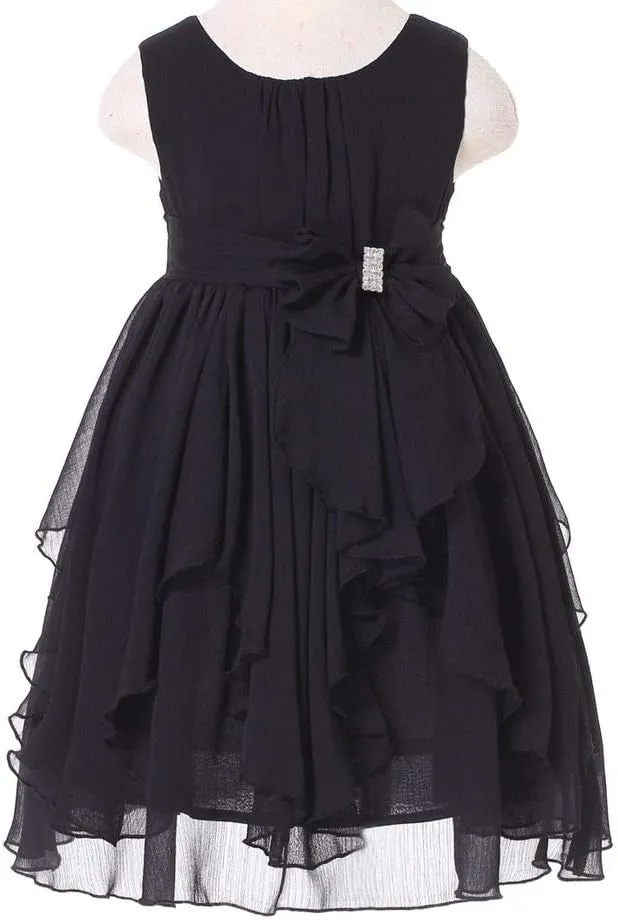 Bow Dream Flower Girl Dress Ruffled Chiffon