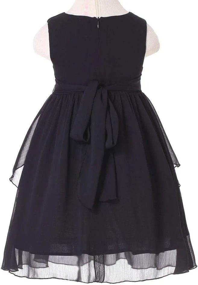 Bow Dream Flower Girl Dress Ruffled Chiffon