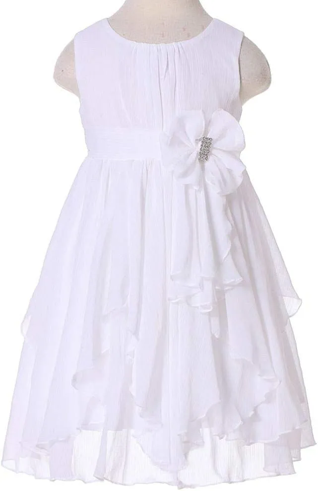 Bow Dream Flower Girl Dress Ruffled Chiffon