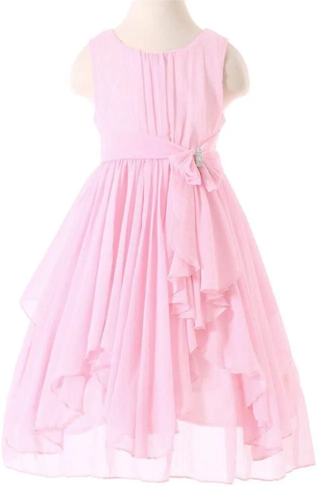 Bow Dream Flower Girl Dress Ruffled Chiffon