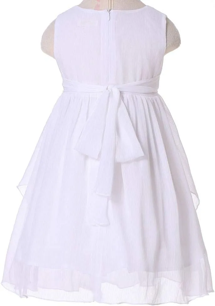 Bow Dream Flower Girl Dress Ruffled Chiffon