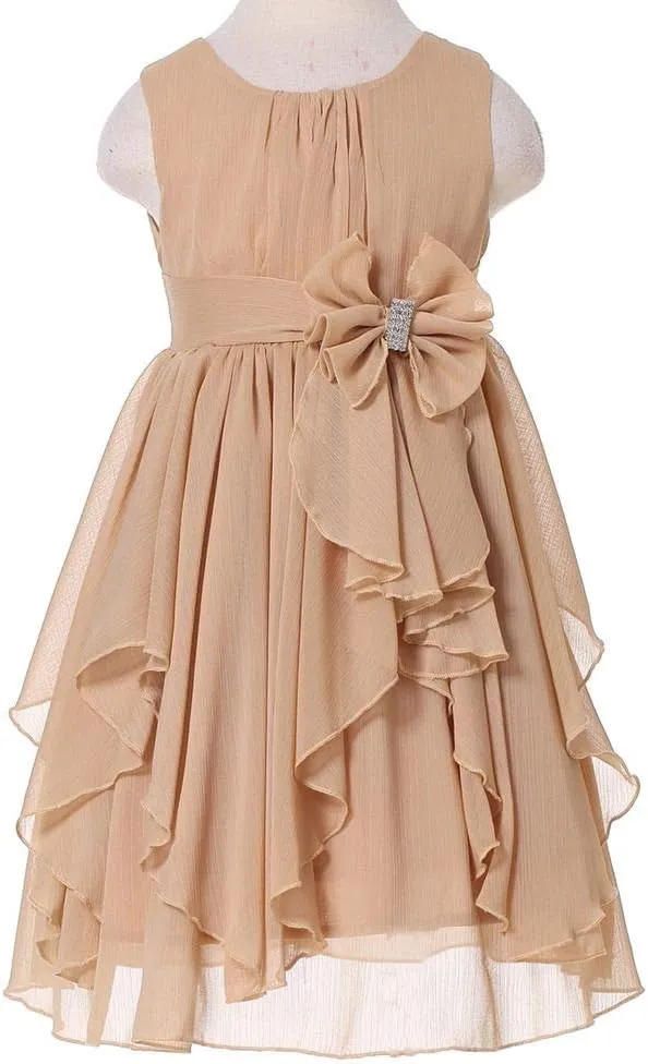 Bow Dream Flower Girl Dress Ruffled Chiffon