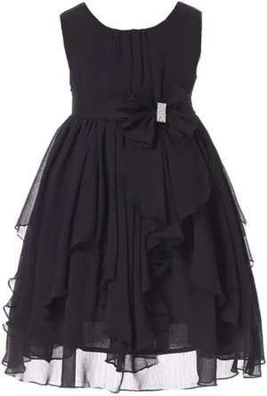 Bow Dream Flower Girl Dress Ruffled Chiffon