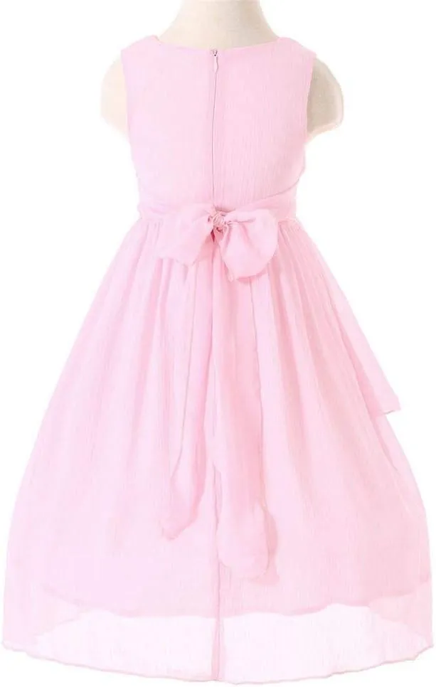 Bow Dream Flower Girl Dress Ruffled Chiffon