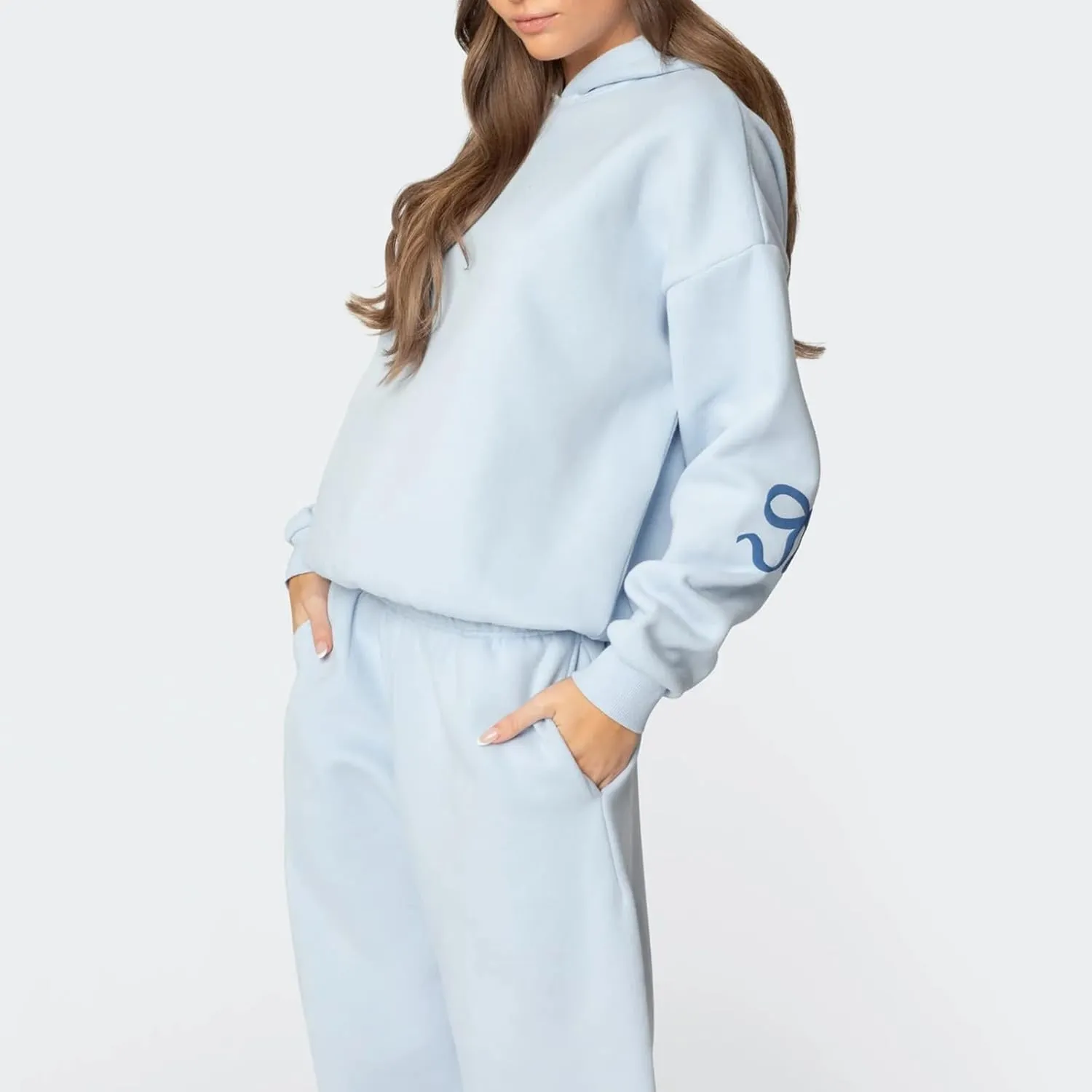 Bow Sweatsuits for Women Two Piece Tracksuit Graphic Oversized Hoodie Sweatshirt Sweatpants Sweat Set for Teen Girl