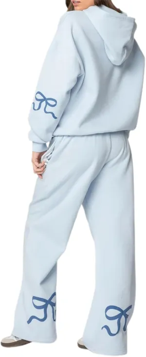 Bow Sweatsuits for Women Two Piece Tracksuit Graphic Oversized Hoodie Sweatshirt Sweatpants Sweat Set for Teen Girl