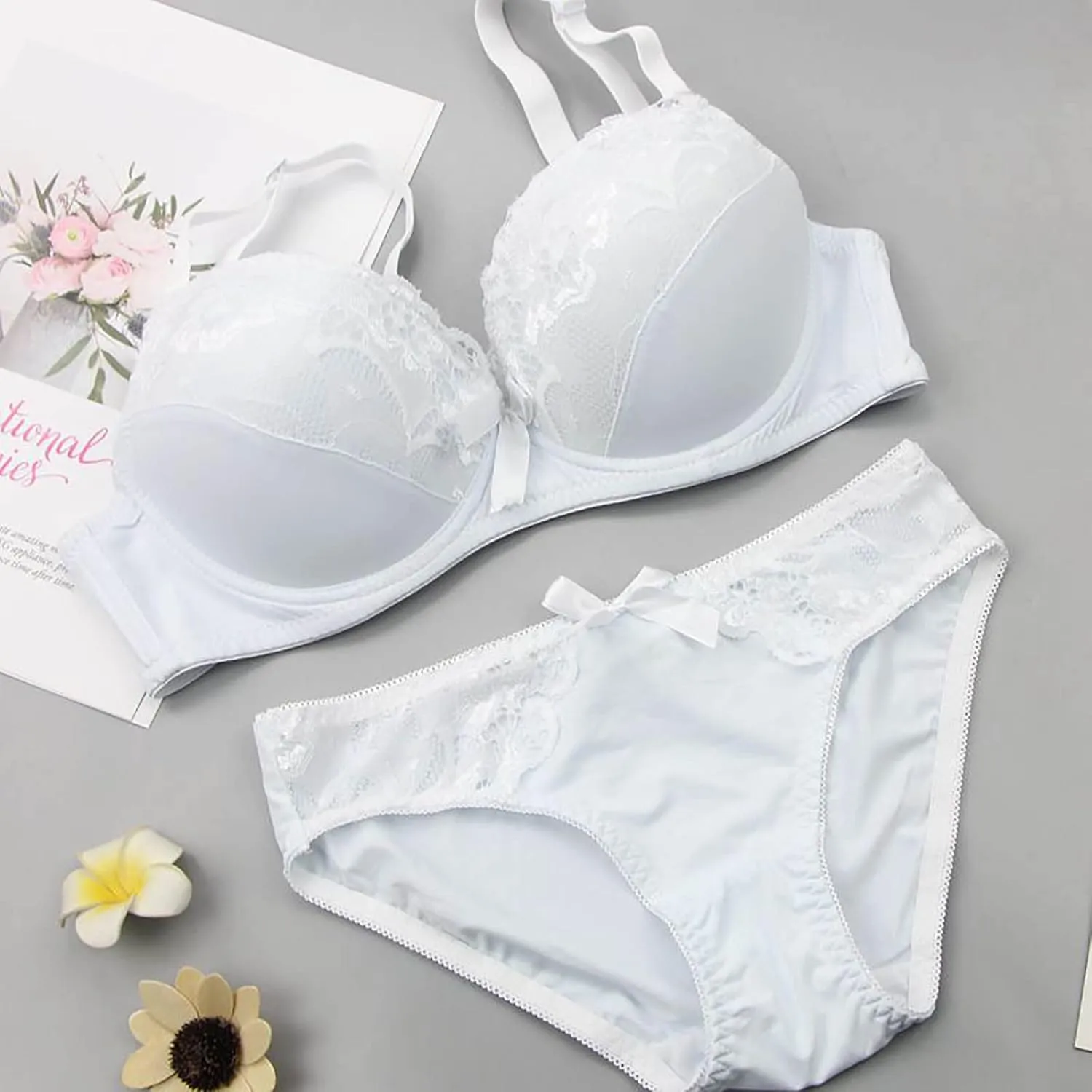 Bra and Panty Sets for Women - Seamless Bralettes Lace Lingerie Sexy Comfortable Sports V Neck Bra Thongs
