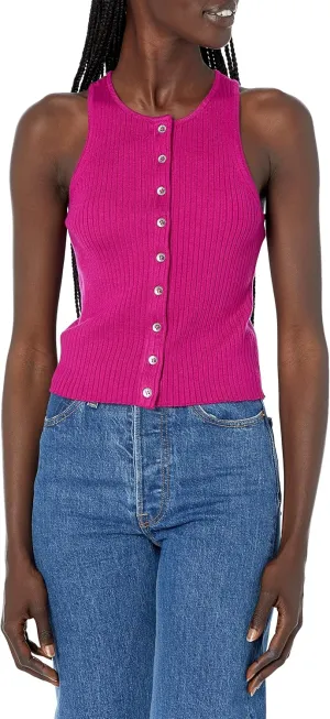 Calvin Klein Women's Ribbed Scoop Neck Button Tank Top
