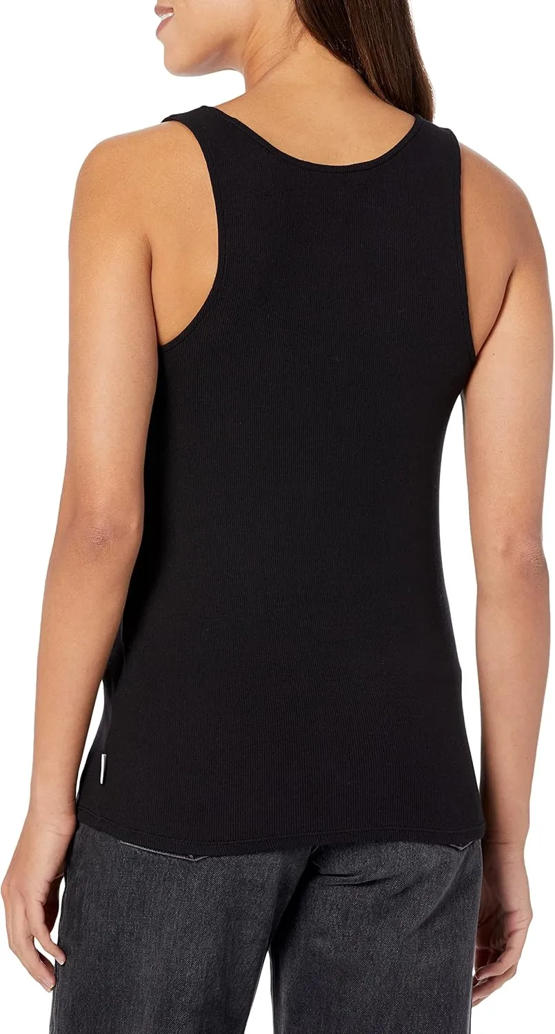 Calvin Klein Women's Ribbed Scoop Neck Button Tank Top