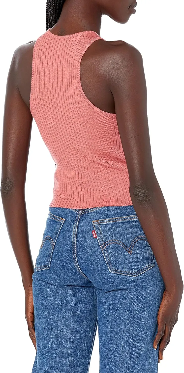 Calvin Klein Women's Ribbed Scoop Neck Button Tank Top