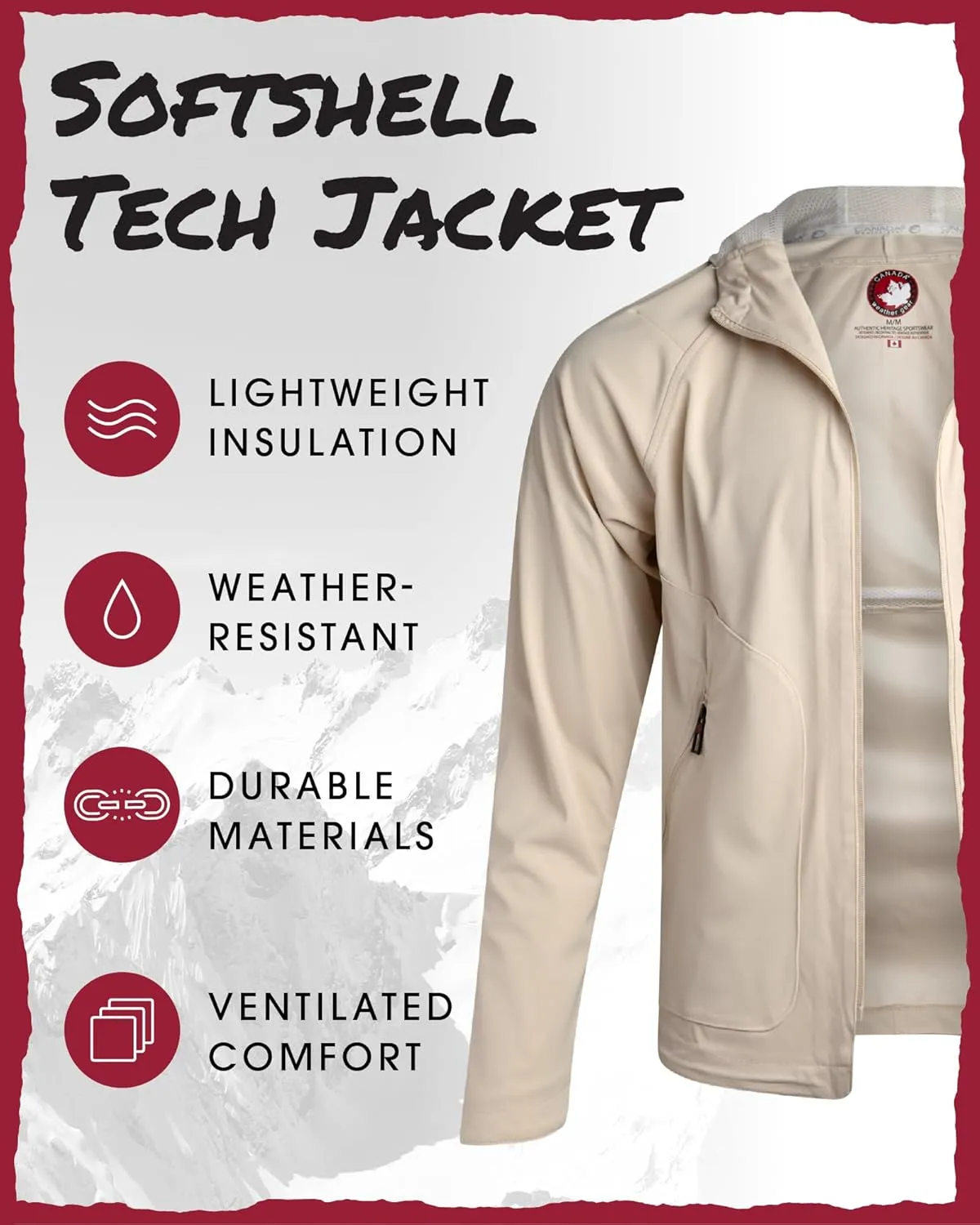 CANADA WEATHER GEAR Mens Softshell Jacket - Lightweight Water Resistant Windbreaker Jacket for Men with Reflective Neck Tape