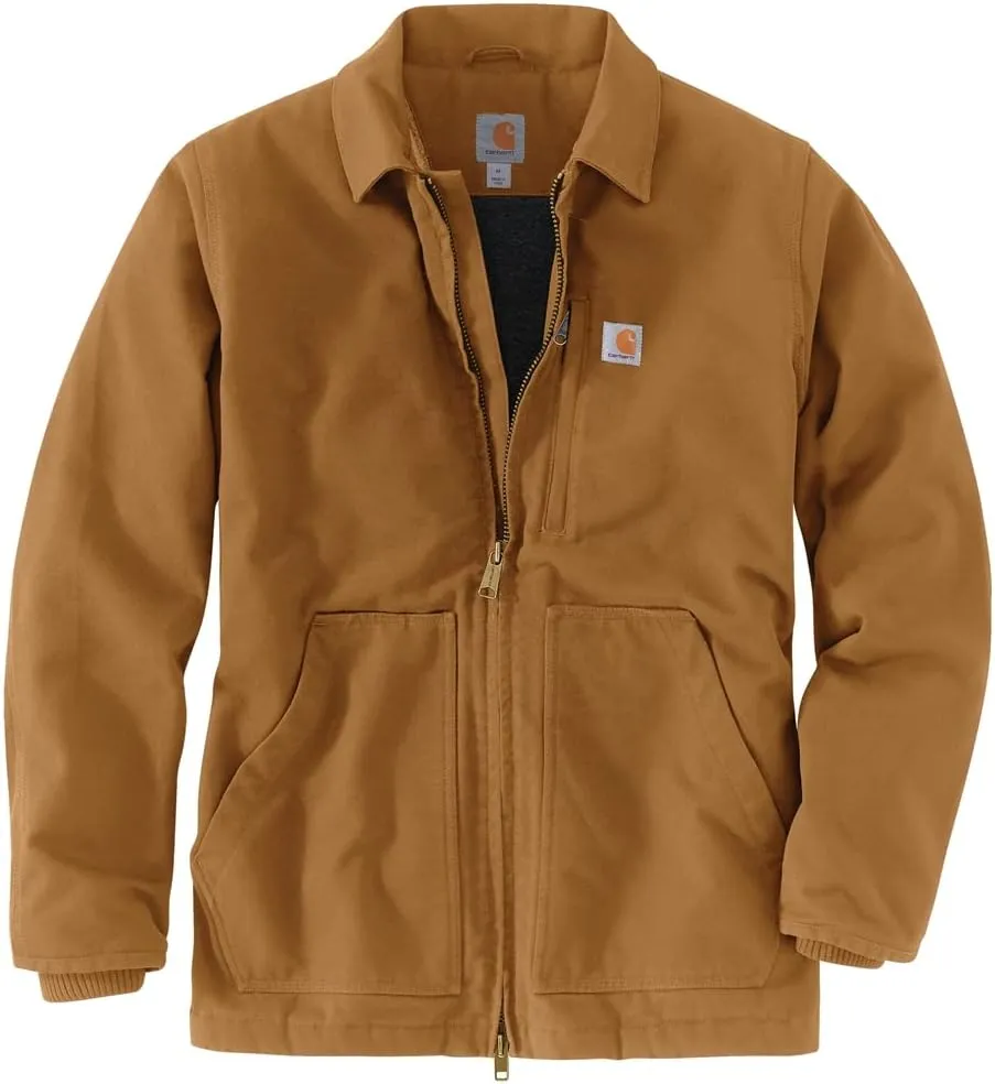 Carhartt Men's Loose Fit Washed Duck Sherpa-Lined Coat