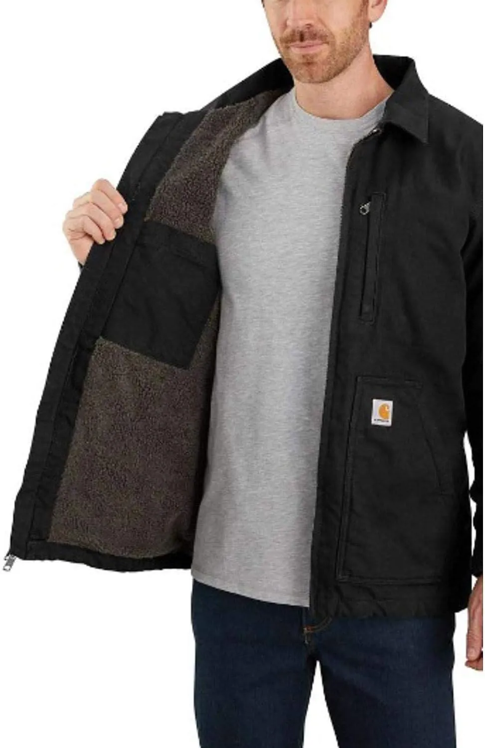 Carhartt Men's Loose Fit Washed Duck Sherpa-Lined Coat