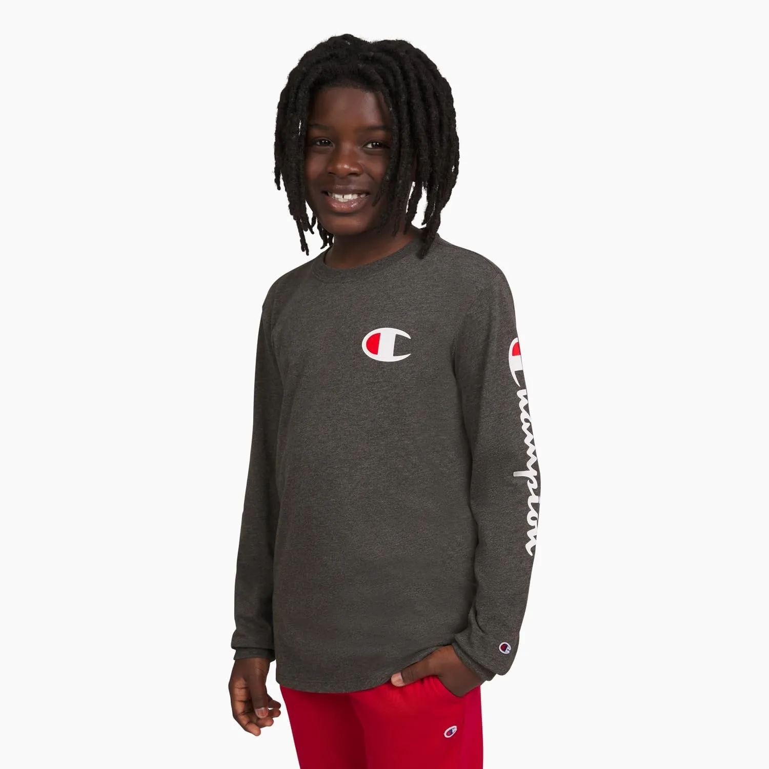 Champion Boys Long Sleeve Tee Shirt Kids Tops