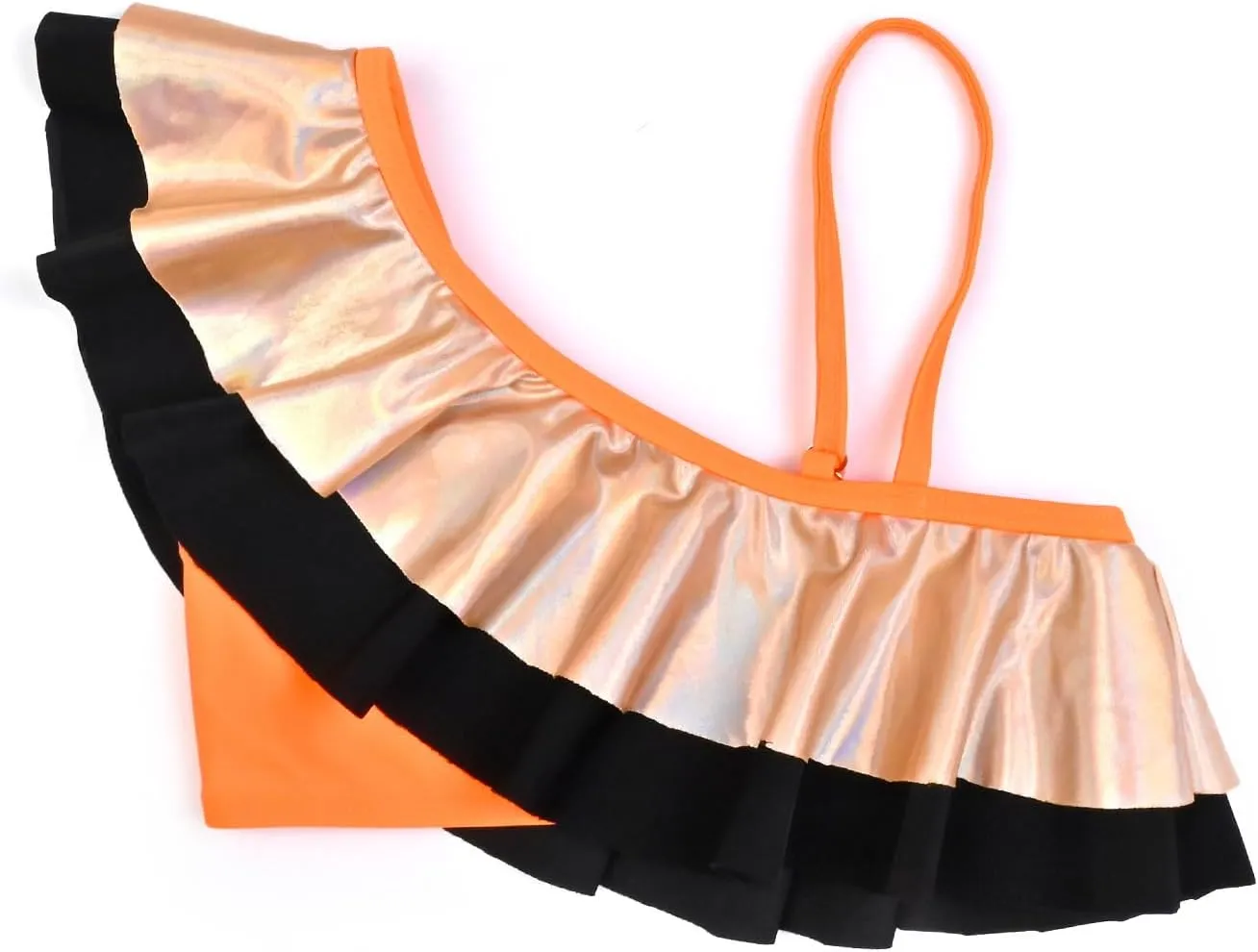 CHILDRENSTAR Girls Bikinis Set Metallic 2 Pieces Swimsuit Cute Ruffles Solid Color Block Bathing Suits with Hairbands