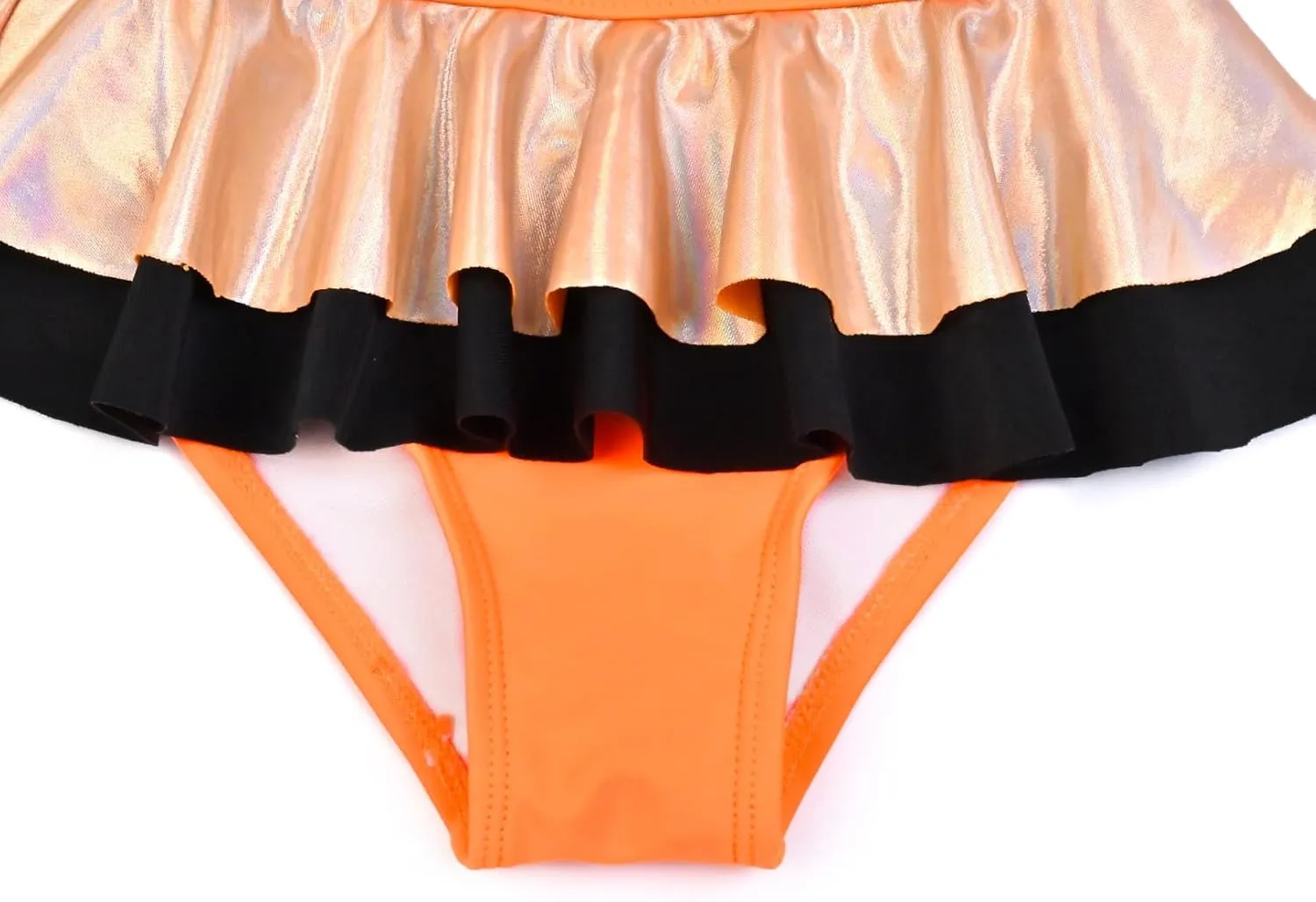 CHILDRENSTAR Girls Bikinis Set Metallic 2 Pieces Swimsuit Cute Ruffles Solid Color Block Bathing Suits with Hairbands
