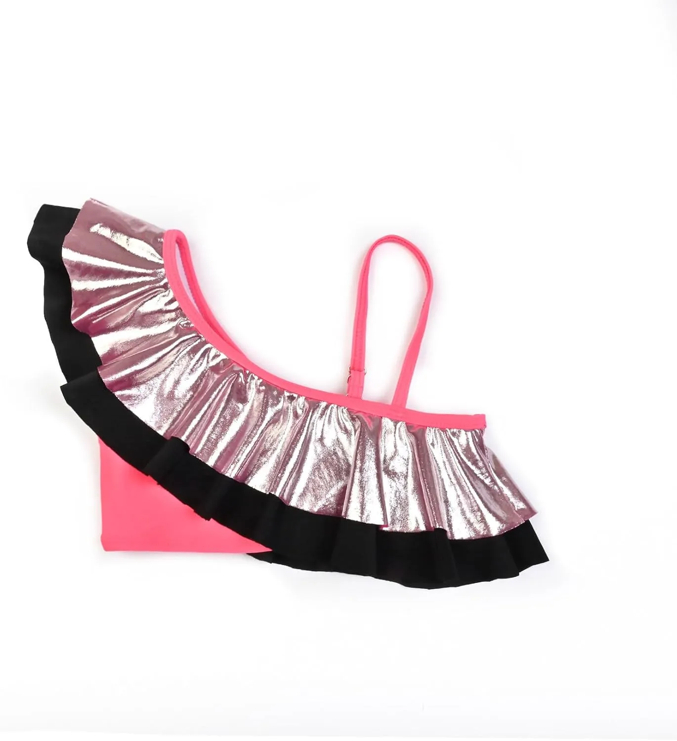 CHILDRENSTAR Girls Bikinis Set Metallic 2 Pieces Swimsuit Cute Ruffles Solid Color Block Bathing Suits with Hairbands