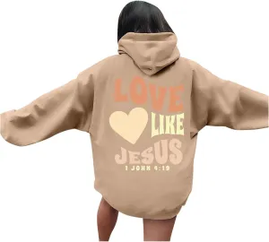 Christian Oversized Hoodie for Women Trust in The Lord Letter Print Pullover Tops with Pocket Long Sleeve Trendy Clothes