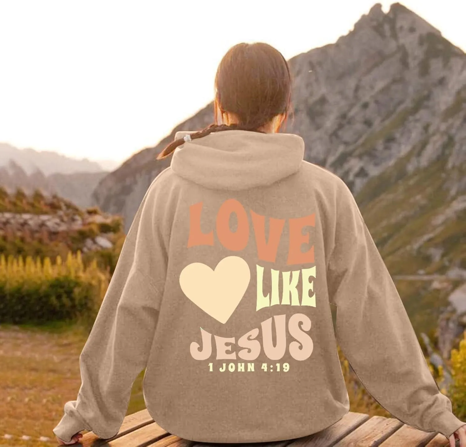 Christian Oversized Hoodie for Women Trust in The Lord Letter Print Pullover Tops with Pocket Long Sleeve Trendy Clothes