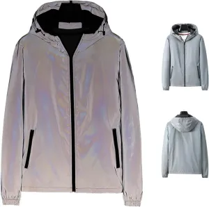 Chromashift Reflective Windbreaker – Daily Wear,Night Sporting Coat Hooded,Rides & Color-Shifting,Reflective Jacket