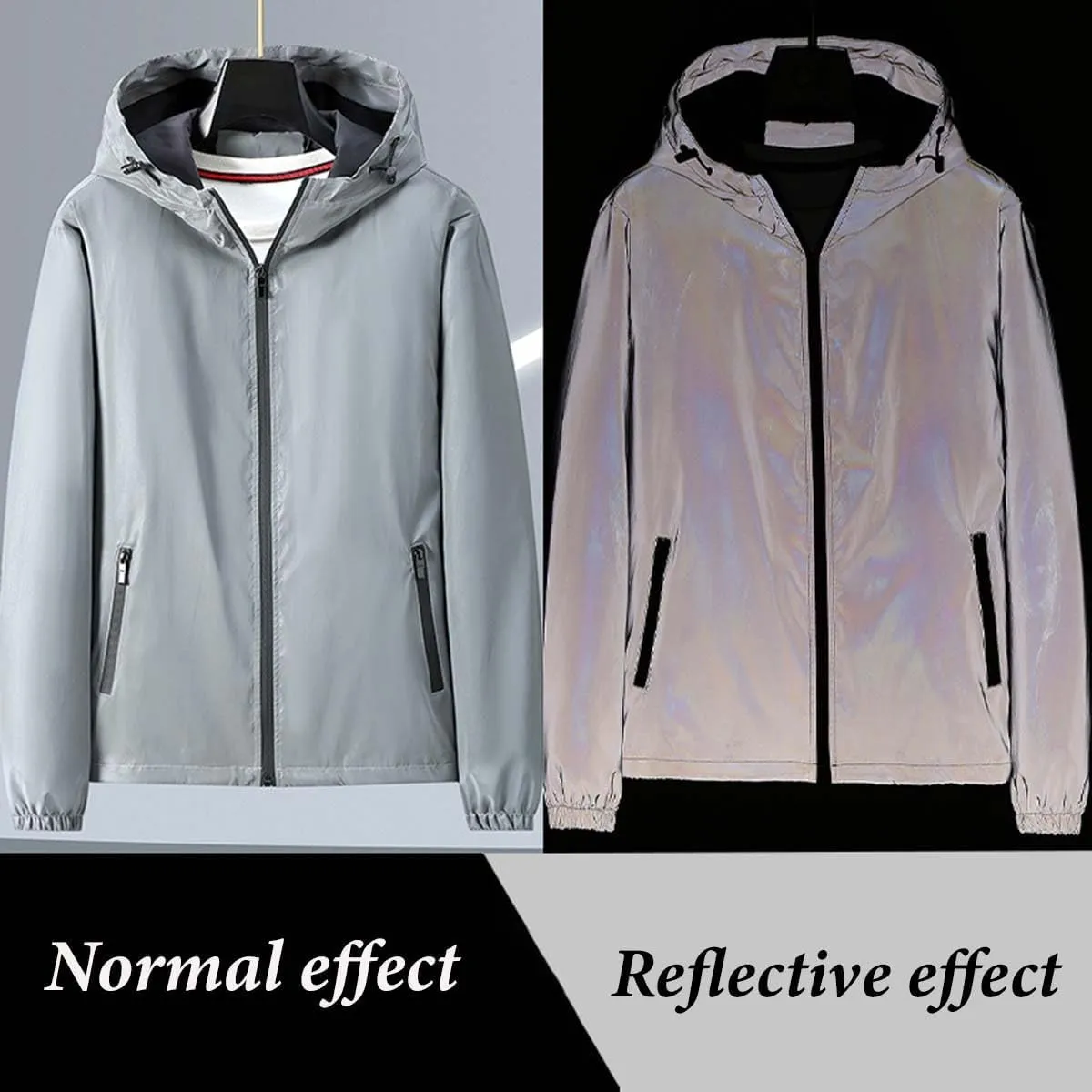 Chromashift Reflective Windbreaker – Daily Wear,Night Sporting Coat Hooded,Rides & Color-Shifting,Reflective Jacket